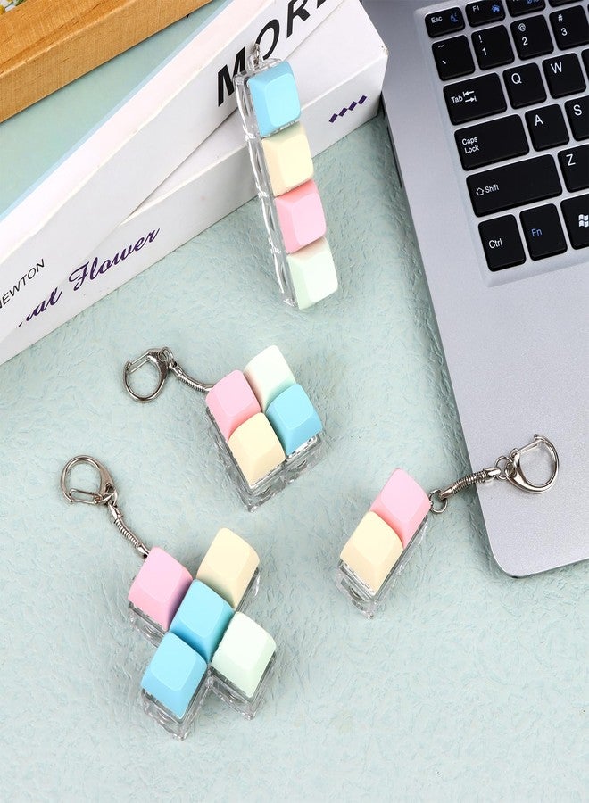 Oppaxf 4 Pcs Keyboard Fidget Keychain Decompression Toys Keyboard Fidget Clicker Finger Keyboard Toys,Fidget Keychain with LED Light Stress Relief Keyboard,Keyboard Clicker for Gifts to Pass The Boring Time - Image 5